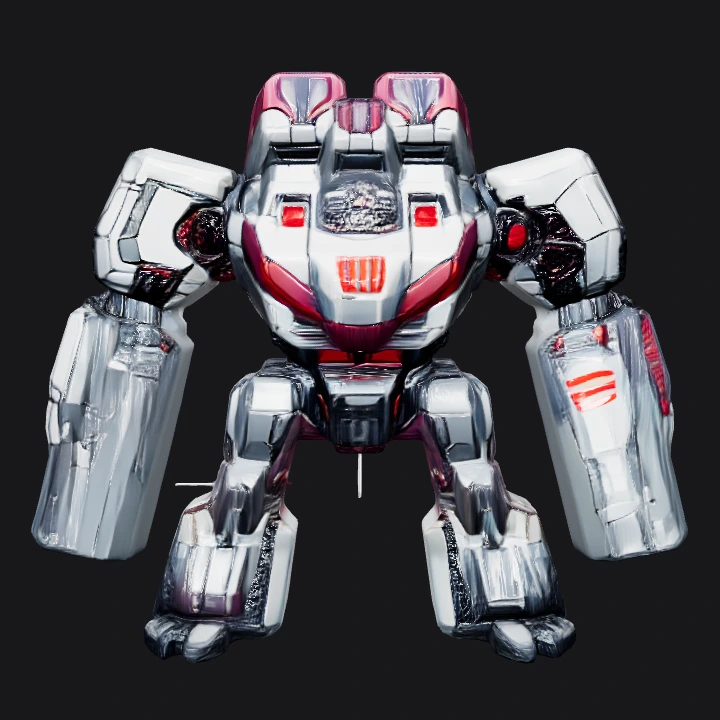 Futuristic armored robot with weapons. sharp edges, complex geometry, game-ready, character, symmetric geometry.
