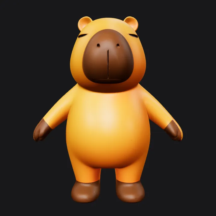 Cartoon bear character, back view. smooth edges, simple geometry, character, symmetric geometry.