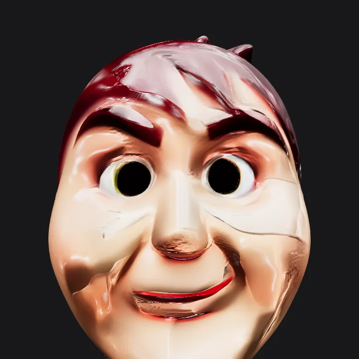 Cartoonish human head mascot costume. smooth edges, simple geometry, character, symmetric geometry.