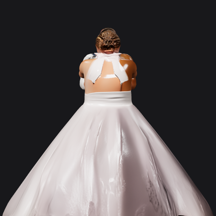 A man and girl dancing in formal attire. complex geometry, character.