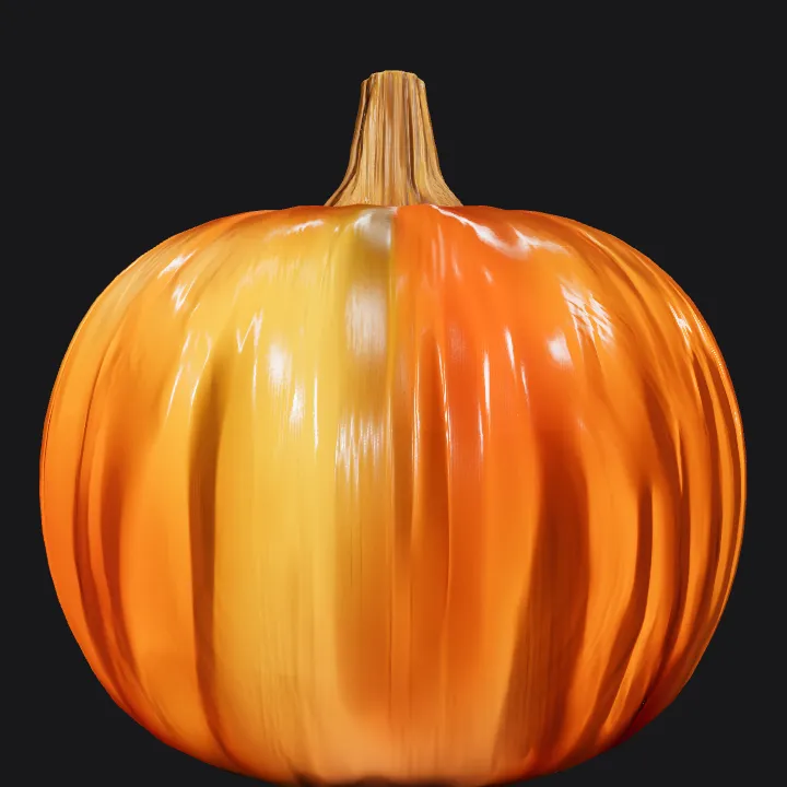 Small orange pumpkin on white background. smooth edges, simple geometry, symmetric geometry.