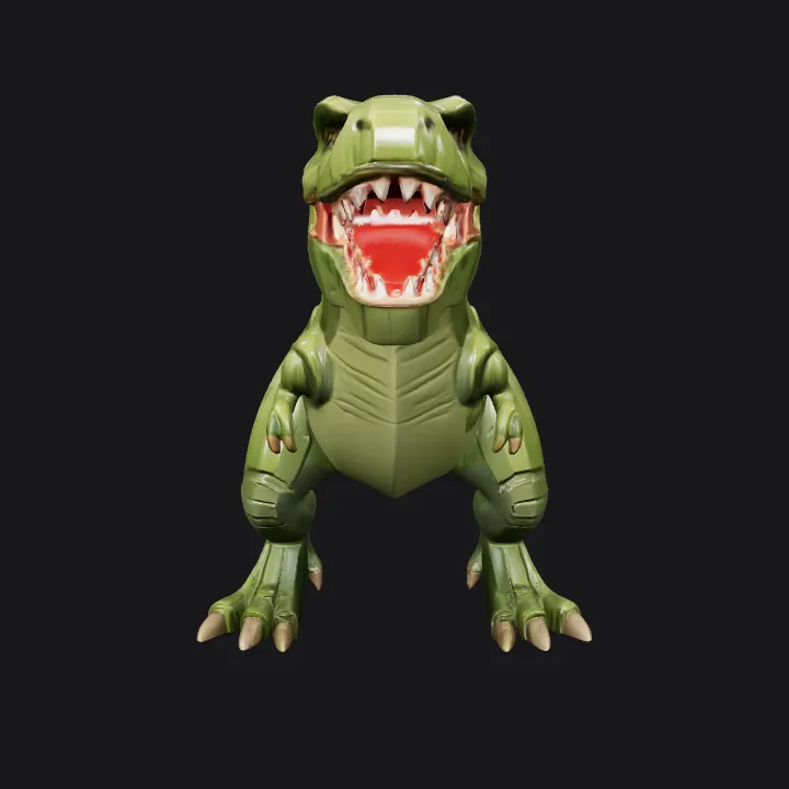 cartoon green Tyrannosaurus rex dinosaur. smooth edges, complex geometry, game-ready, character.