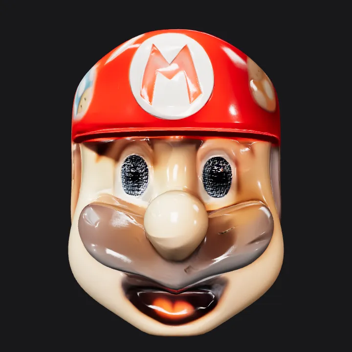 Super Mario plastic mask. smooth edges, simple geometry, game-ready, character, symmetric geometry.