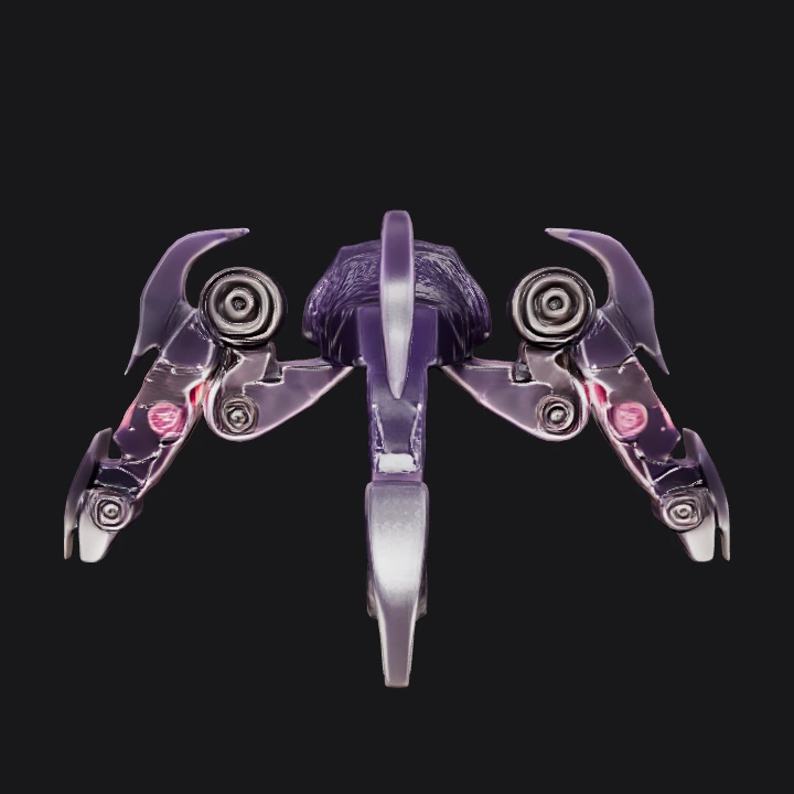 Futuristic symmetrical robotic machine. sharp edges, complex geometry, game-ready, symmetric geometry.