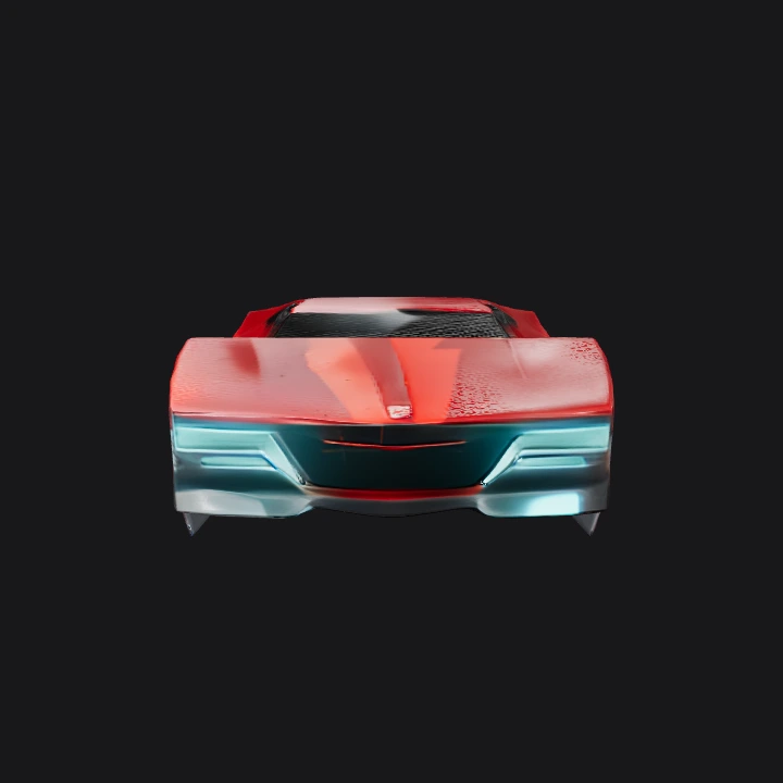 Futuristic red car front view. sharp edges, complex geometry, game-ready, symmetric geometry.