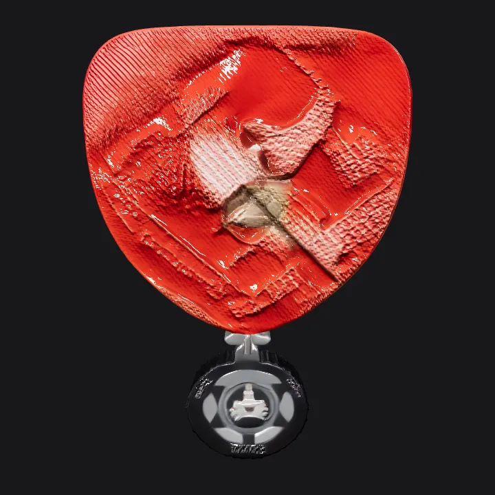 Ace Ride award medal with ribbon. smooth edges, simple geometry, symmetric geometry.