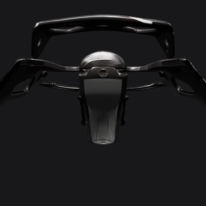 Motorcycle luggage rack and mounting hardware. sharp edges, complex geometry.