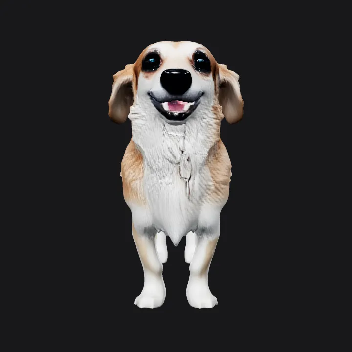 Golden retriever dog standing upright. smooth edges, complex geometry, symmetric geometry.