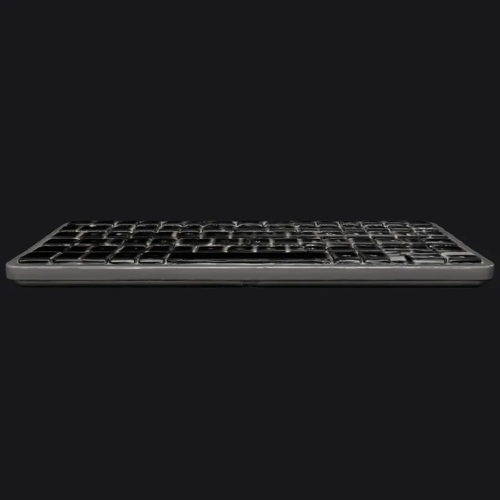 side view of a computer keyboard. sharp edges, simple geometry, symmetric geometry.