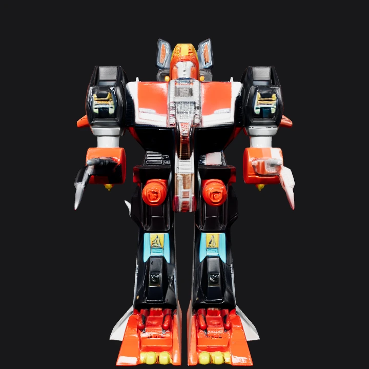 Toy robot standing on wooden surface. sharp edges, complex geometry, game-ready, character, symmetric geometry.