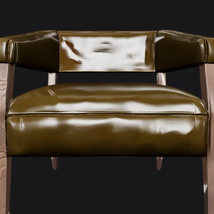 modern upholstered chair with wooden arms. smooth edges, complex geometry, symmetric geometry.