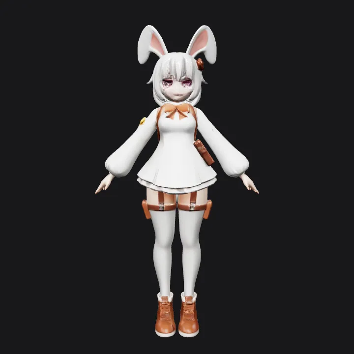 anime-style girl with bunny ears. smooth edges, complex geometry, character, symmetric geometry.