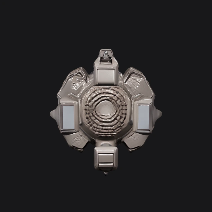 Futuristic sci-fi spaceship engine module. sharp edges, complex geometry, game-ready, symmetric geometry.