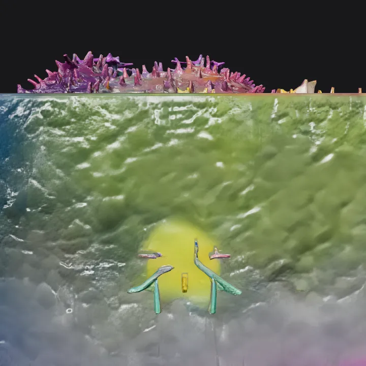 Colorful coral reef underwater scene. complex geometry, sharp edges, game-ready.