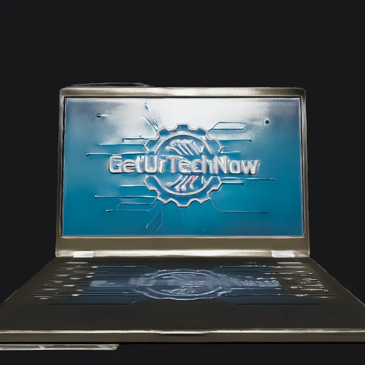 Laptop computer under spotlight. sharp edges, simple geometry, game-ready, symmetric geometry.