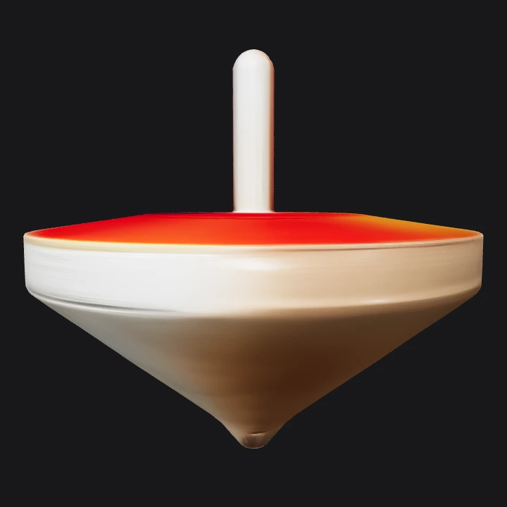 Colorful spinning top toy. smooth edges, simple geometry, symmetric geometry.