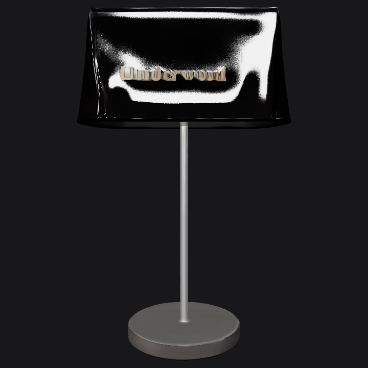 Modern table lamp with Underwood cover. simple geometry, smooth edges, symmetric geometry.