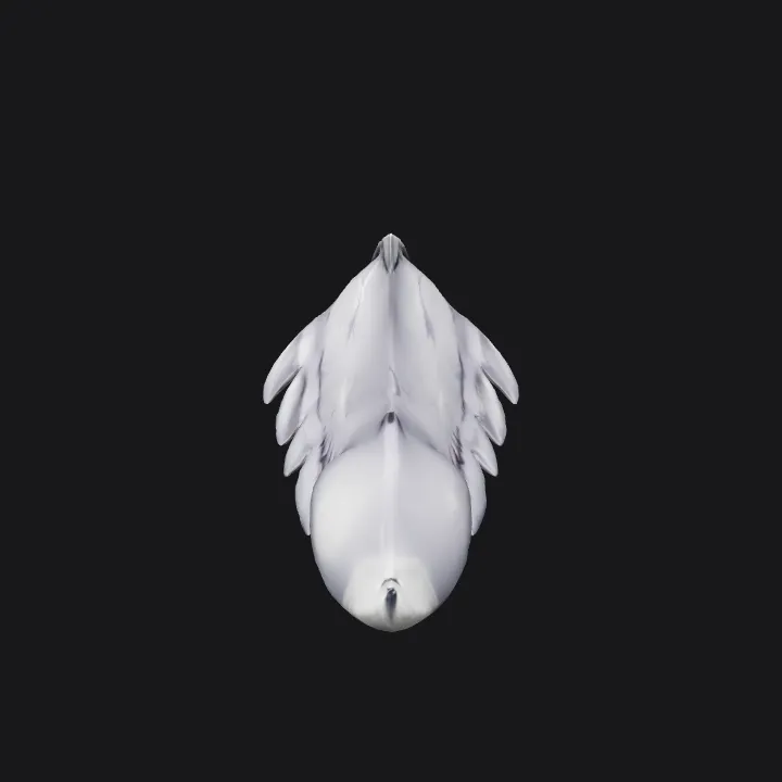 purple animal tail with fur. smooth edges, simple geometry, symmetric geometry.