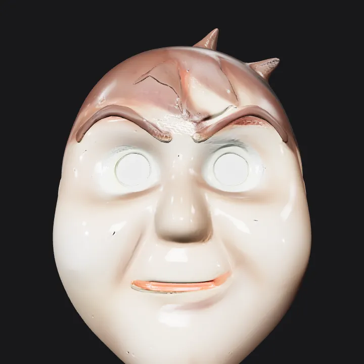 Cartoon head with pointy ears. smooth edges, simple geometry, character, symmetric geometry.