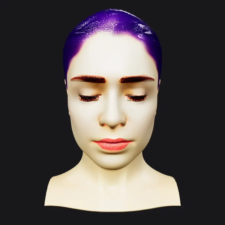 An upper body view of a person. smooth edges, complex geometry, character, symmetric geometry.