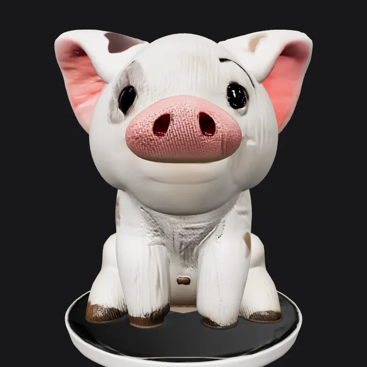 Plush pig toy with pink ears. smooth edges, simple geometry, symmetric geometry.