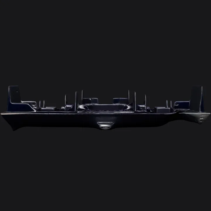 automotive plastic undercarriage shield. sharp edges, complex geometry.