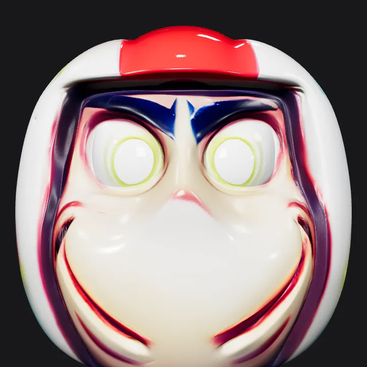 Colorful star-patterned round toy or object. smooth edges, simple geometry.