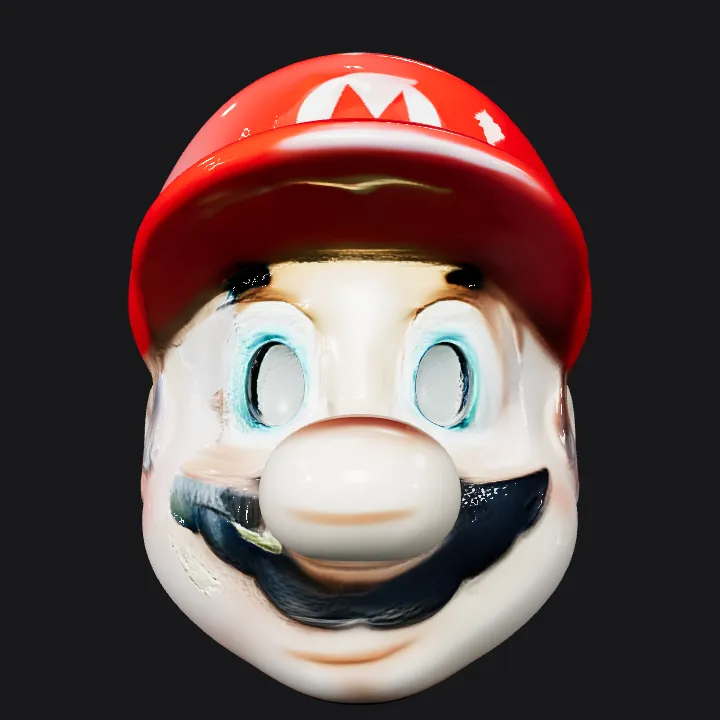 Mario head ceramic figurine. smooth edges, simple geometry, game-ready, character.