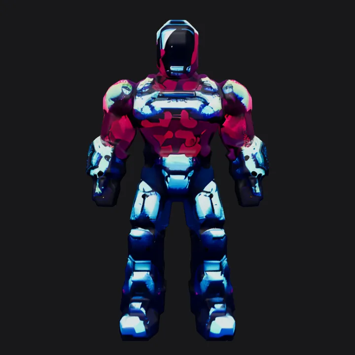 Futuristic armored humanoid robot. sharp edges, complex geometry, game-ready, character, symmetric geometry.