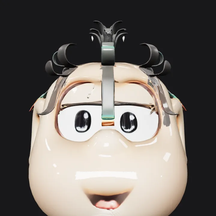 Cartoonish face-shaped toy or container. smooth edges, simple geometry, character, symmetric geometry.