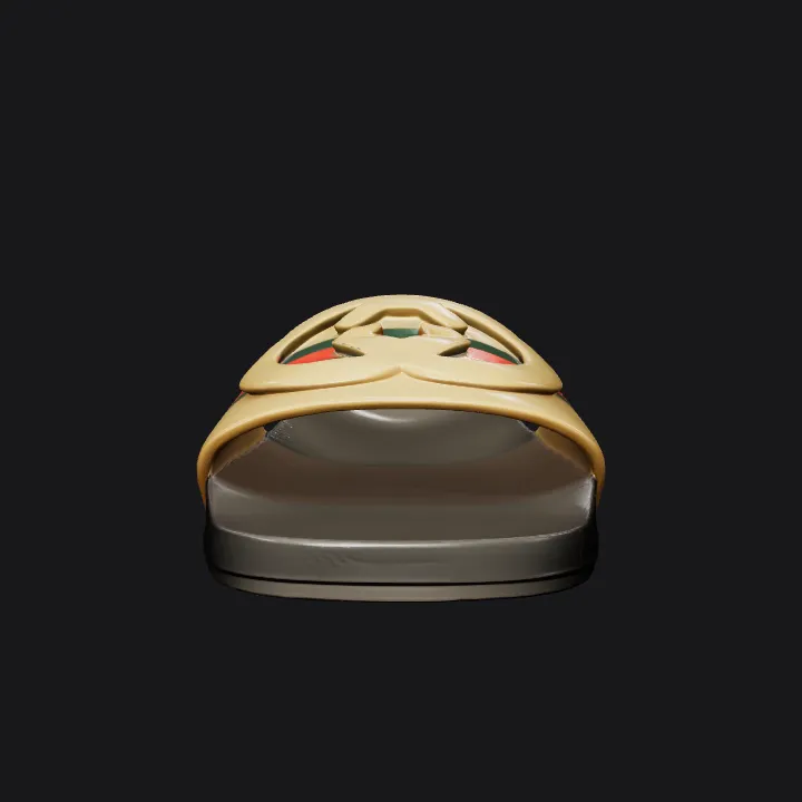 A single designer slide sandal. smooth edges, simple geometry, game-ready, symmetric geometry.