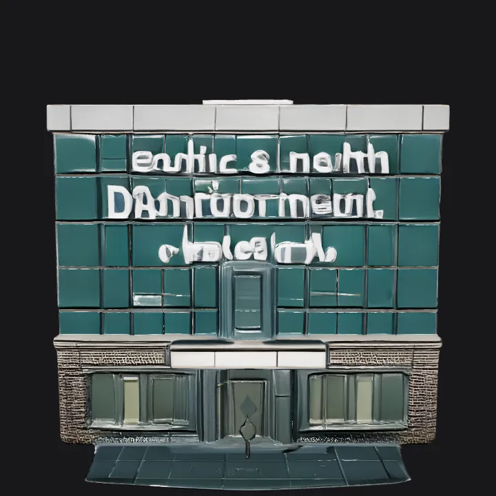 Modern public health department building. sharp edges, smooth edges, simple geometry, game-ready, symmetric geometry.