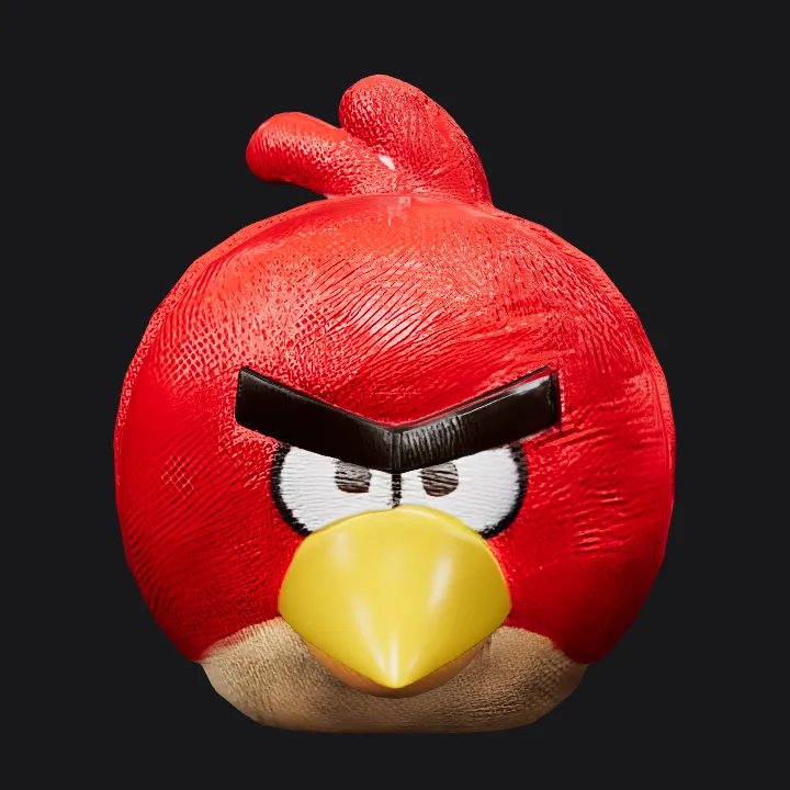 Red Angry Birds plush toy character. smooth edges, simple geometry, game-ready, character, symmetric geometry.