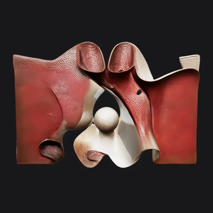 Abstract white sculptural art piece. smooth edges, complex geometry.