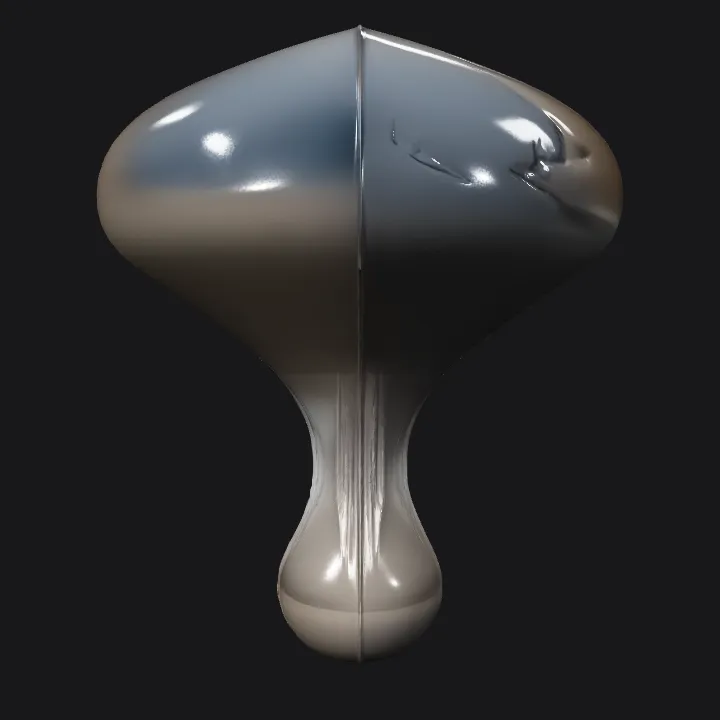 abstract metallic blob with a droplet form. smooth edges, simple geometry.