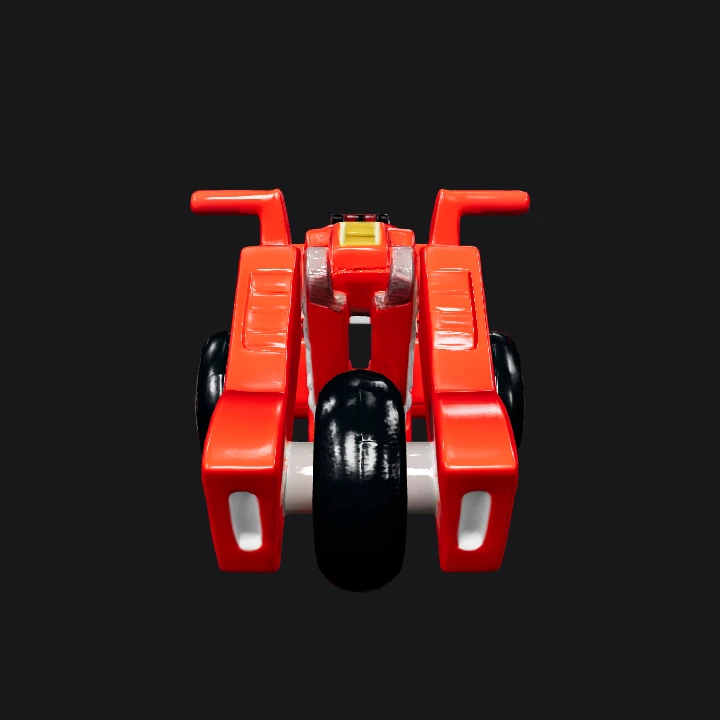 Red toy motorcycle transformer. sharp edges, complex geometry, game-ready, character.