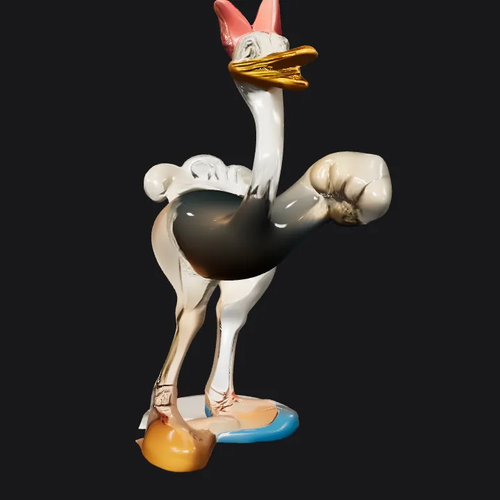 Ballet dancing ostrich character. smooth edges, complex geometry, character.