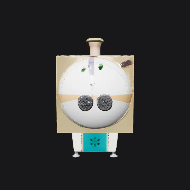 hyperbaric chamber with human figure inside. complex geometry, smooth edges, character, symmetric geometry.