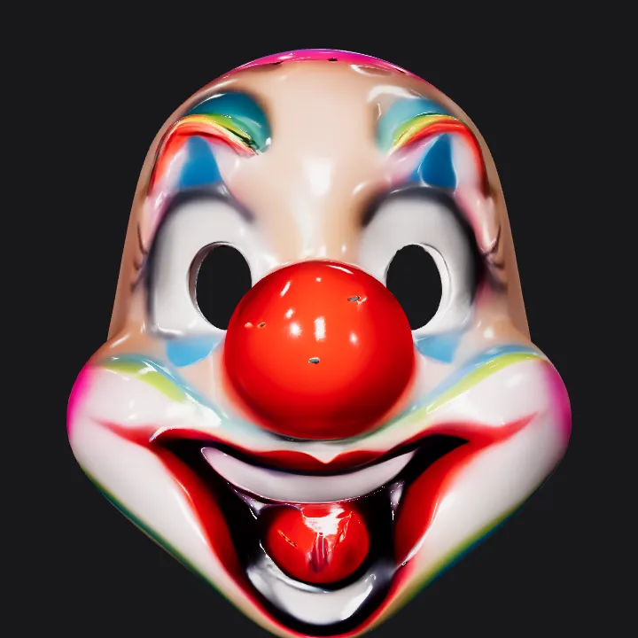 Colorful clown face mask. smooth edges, simple geometry, character, symmetric geometry.