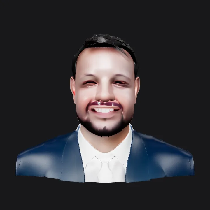 Man wearing a formal suit. smooth edges, complex geometry, character.