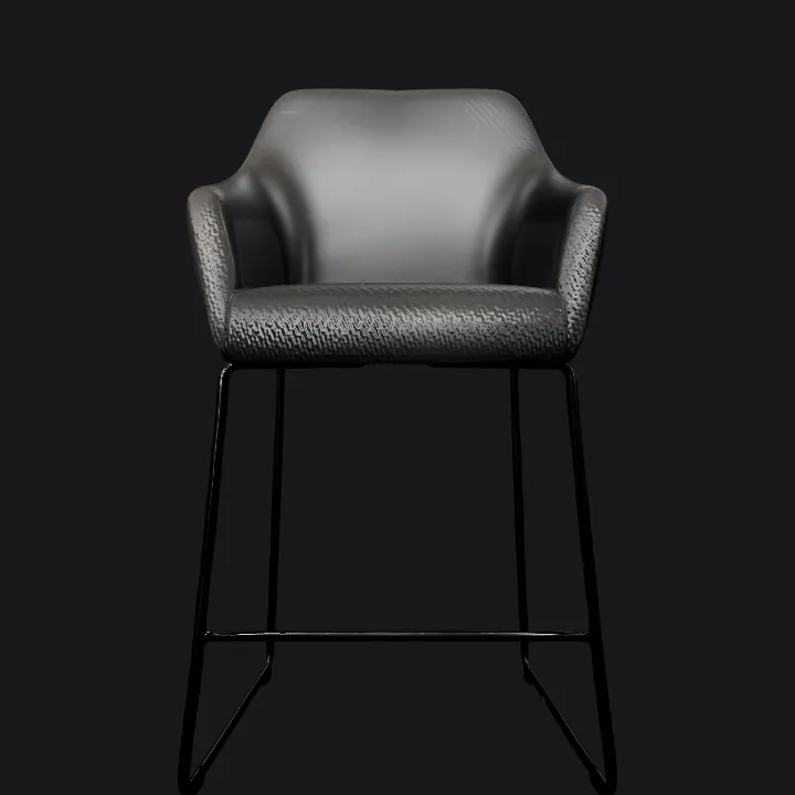 modern upholstered bar stool with metal legs. smooth edges, complex geometry, symmetric geometry.