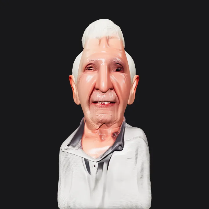 elderly man sitting in casual shirt. smooth edges, complex geometry, character.