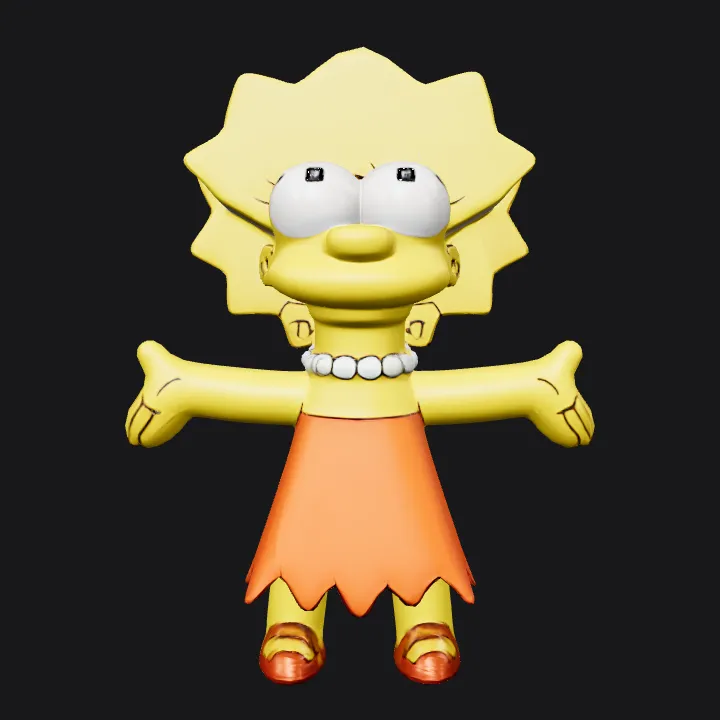 Lisa Simpson cartoon character. smooth edges, simple geometry, game-ready, character.
