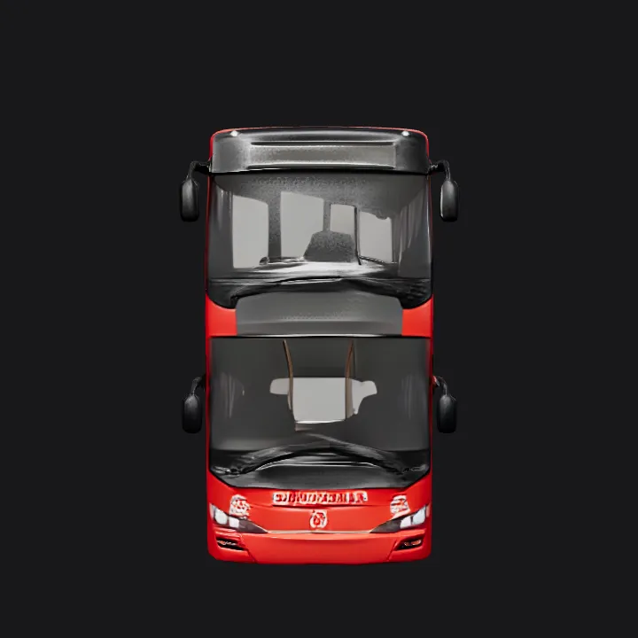Red public transportation bus. sharp edges, complex geometry, game-ready, symmetric geometry.