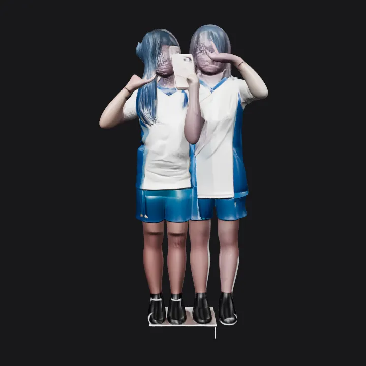 two people wearing sports uniforms. smooth edges, complex geometry, character.