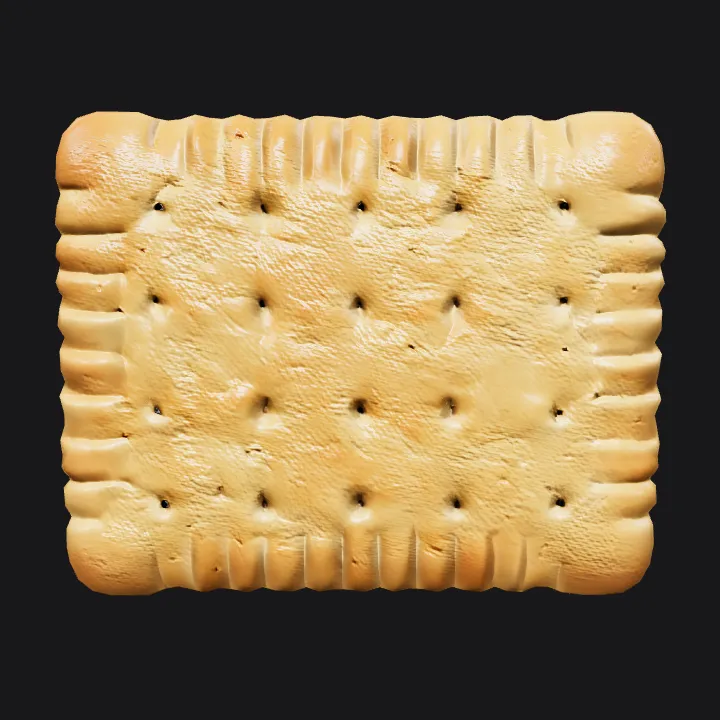 rectangular biscuit with patterned edges. sharp edges, simple geometry, symmetric geometry.