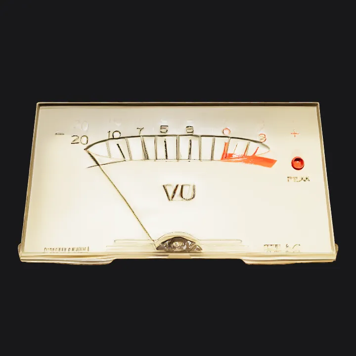 Analog VU meter gauge. sharp edges, simple geometry, symmetric geometry.