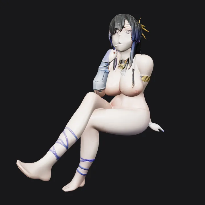 anime-style female character figurine. smooth edges, complex geometry, character.