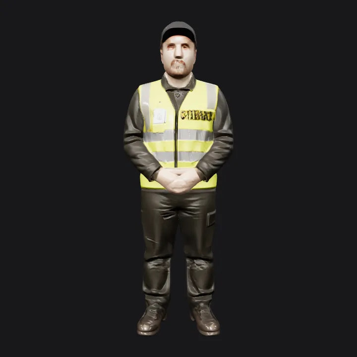 event security steward in uniform. smooth edges, complex geometry, character.
