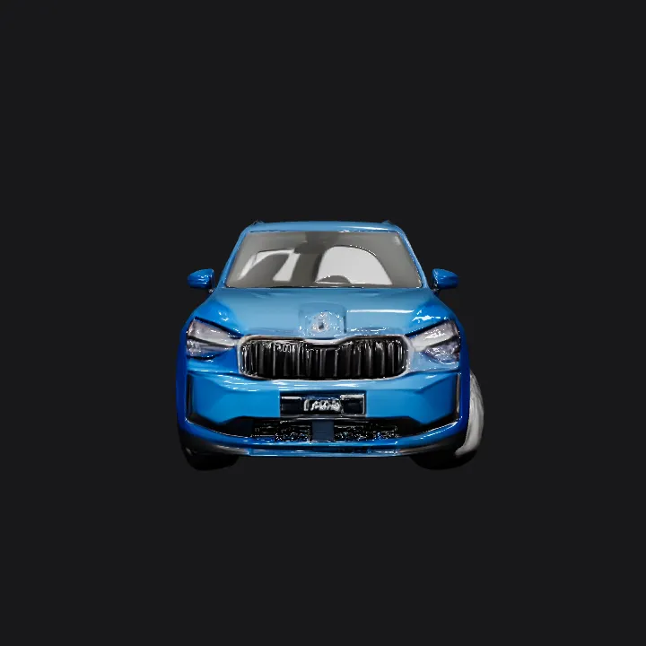 Blue SUV car on white background. complex geometry, sharp edges, game-ready, symmetric geometry.